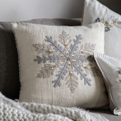 Snowflake Embroidered Cushion - Square 